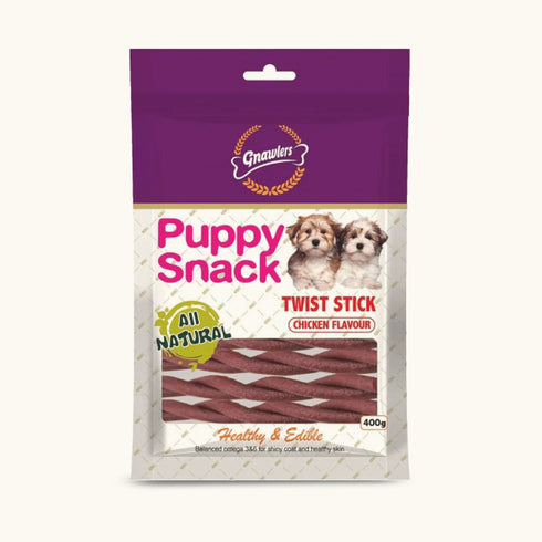 Gnawlers Puppy Snack Twist Stick Chicken Flavoured Dog Treats